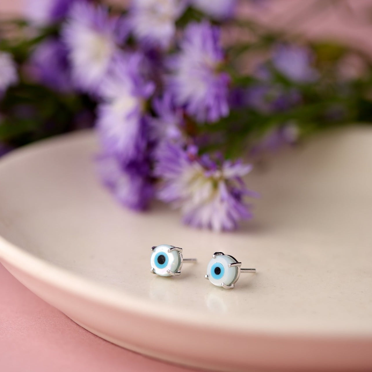 Evil Eye Silver Earrings