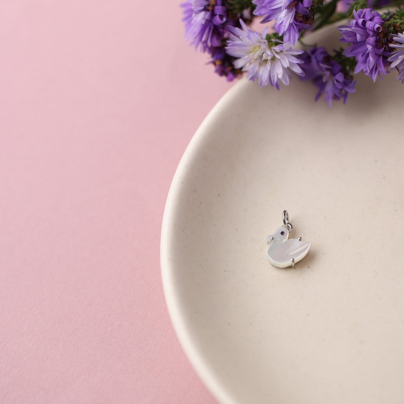 White Duck Quack Duck Silver Pendant