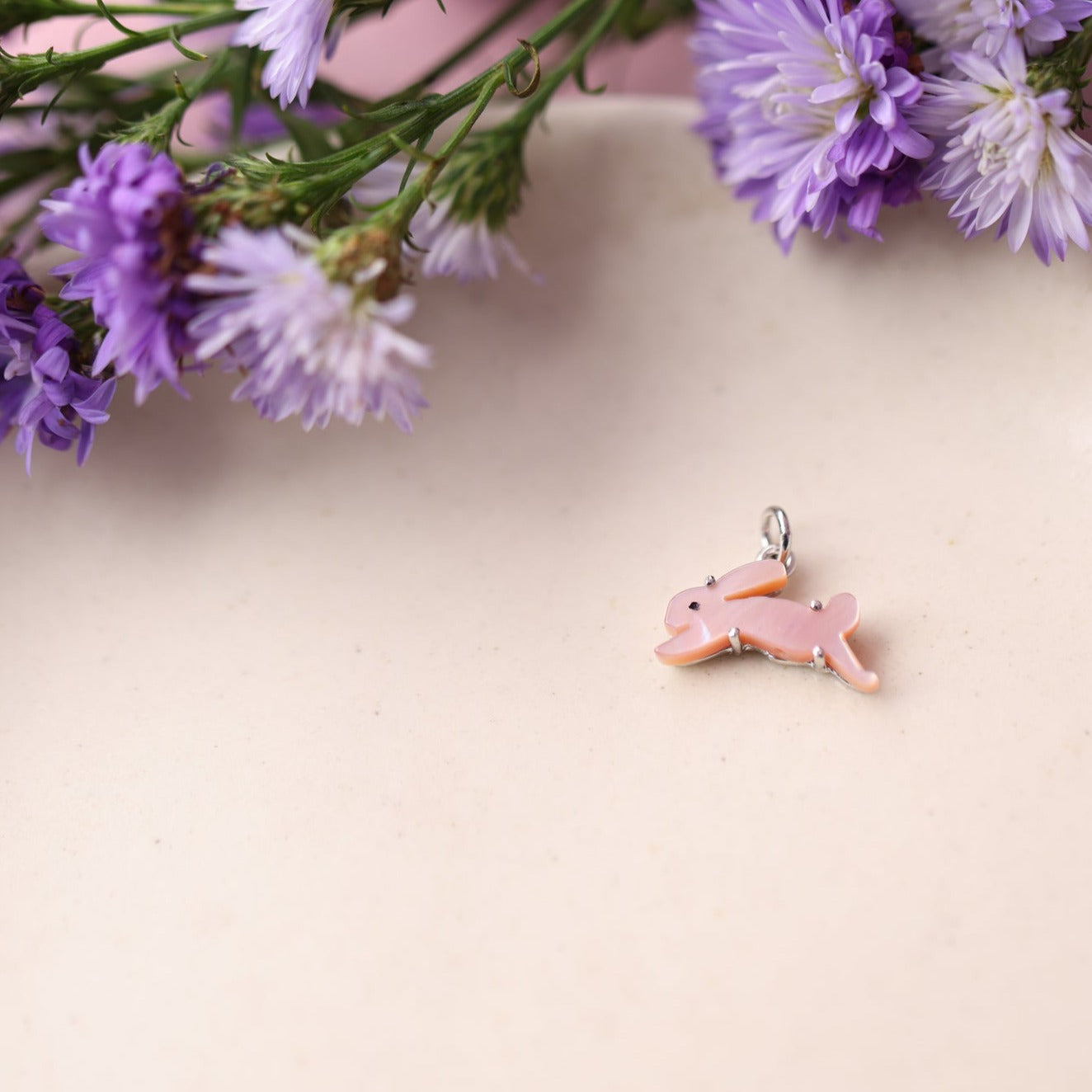 Pink Rabbit Hoppety Hop Silver Pendant