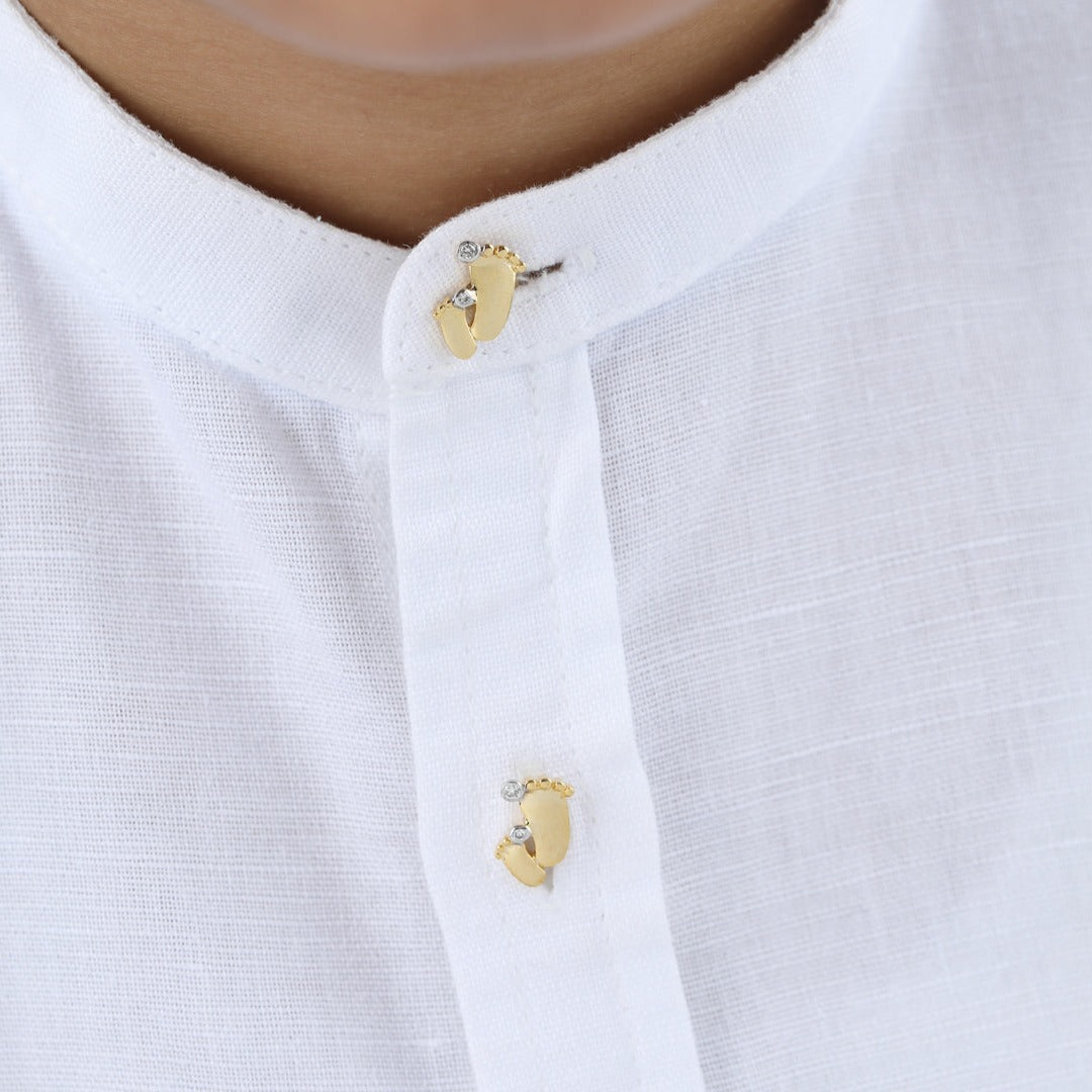 Two Feet Silver Kurta Button