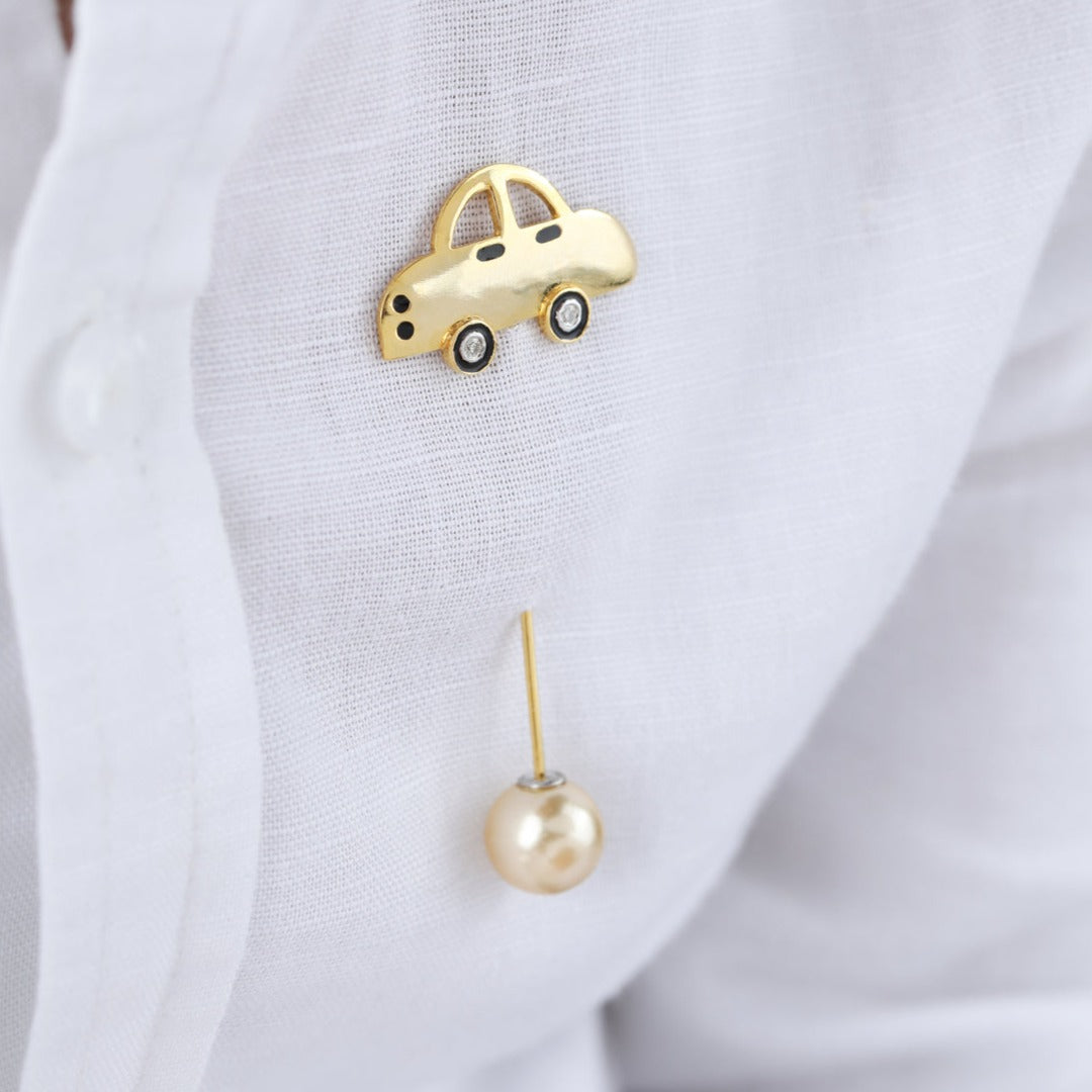 Vroom Car Silver Lapel Pin