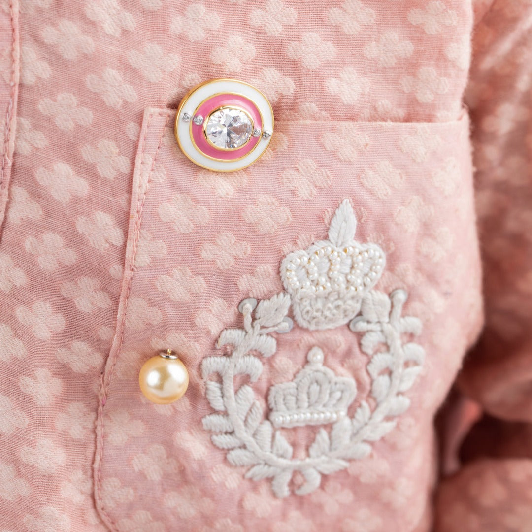 Pink & White Oval Silver Lapel Pin