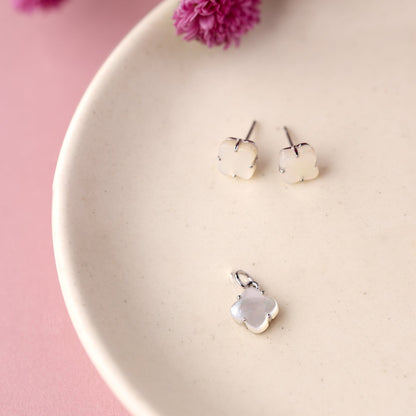 White Flower Silver Pendant